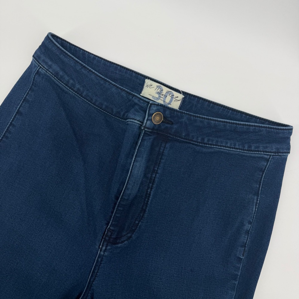 Free People‎ High Waisted Bell Bottom Jeans Dark Wash Flare Frayed Hem Womens 30